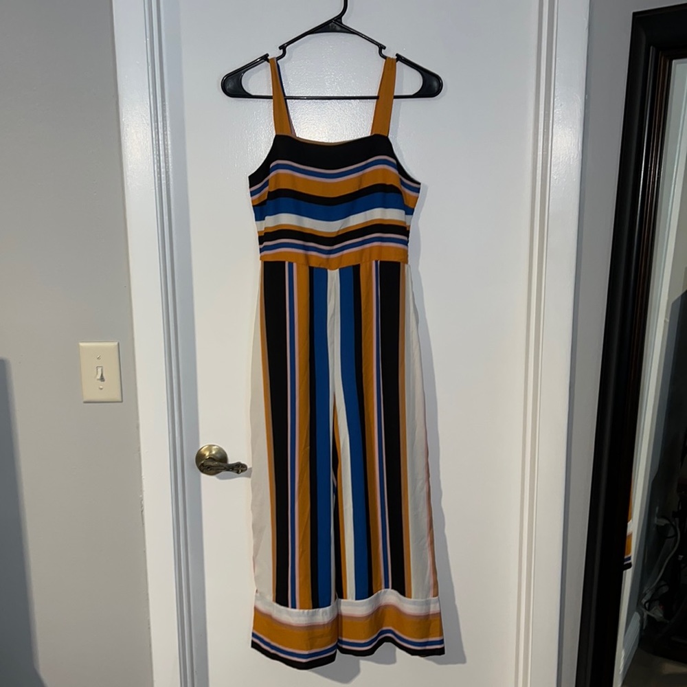 Striped multi color ankle jumper. Wide leg. US size small